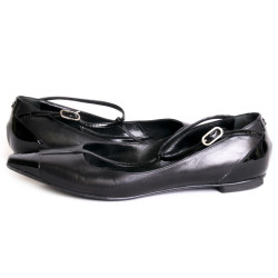 Ballerines Chanel T37 en cuir noir