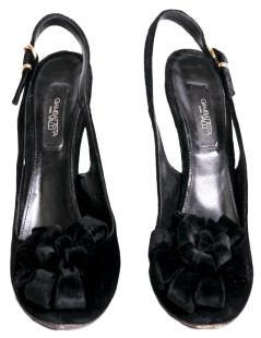 GIAMBATTISTA VALLI t38.5 silk velvet black heels