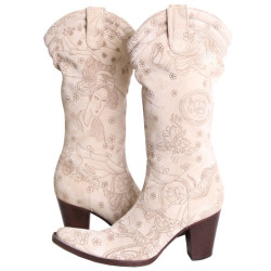 Bottines Galliano T 36 veau velour beige et marron