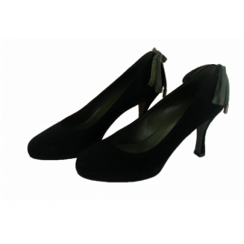 HERMES pumps 35.5 T Black Suede & node