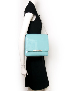 Varenne of LANCEL turquoise patent leather bag