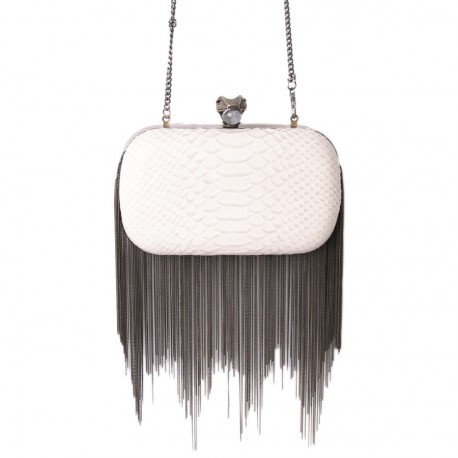 Minaudière HOUSE OF HARLOW 1960 en cuir façon pthon beige