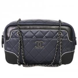 "Camera" two-tone CHANEL bag blue and black