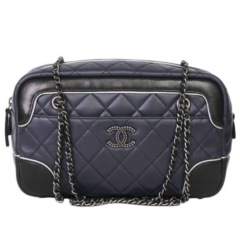 Sac CHANEL Gabrielle bicolore bleu nuit et noir - VALOIS VINTAGE PARIS