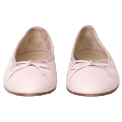 Ballerines CHANEL T 39.5 matelassées en cuir grainé rose 