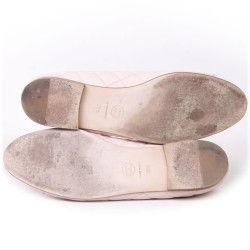 Ballerines CHANEL T 39.5 matelassées en cuir grainé rose 