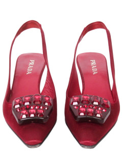 Escarpins PRADA T 36 satin rouge