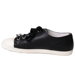 Tennis CHANEL T 38 cuir d'agneau noir