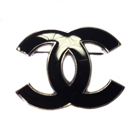 Broche émaillée noire CHANEL