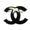 "CC" enamelled black CHANEL brooch