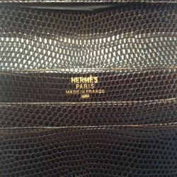 Portefeuille HERMES en serpent niloticus marron