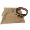 Ceinture HERMES en cuir gold et box noir reversible