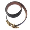 Ceinture HERMES en cuir gold et box noir reversible