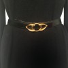 Ceinture HERMES en cuir gold et box noir reversible