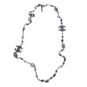 Necklace CHANEL ruthenium, steel pearls and smoked