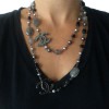 Necklace CHANEL ruthenium, steel pearls and smoked