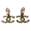 Large beaded CHANEL CC ear clips