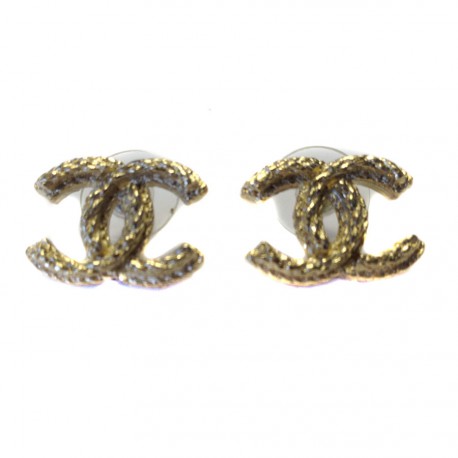 Clous d'oreille CHANEL cordes dorées 