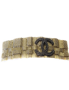 Blackened Barrette CHANEL linked Golden and silver CC