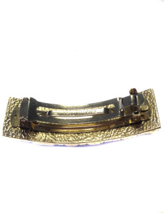 Barrette CHANEL chaînée dorée et CC argent noirci