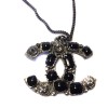 Long necklace CHANEL blackened silver metal