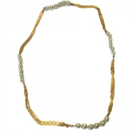 CHANEL vintage chains necklace and Pearly beads