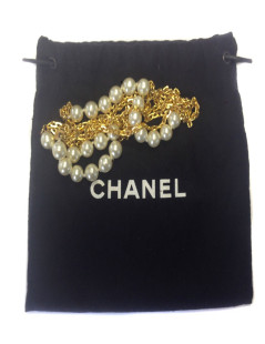 CHANEL vintage chains necklace and Pearly beads