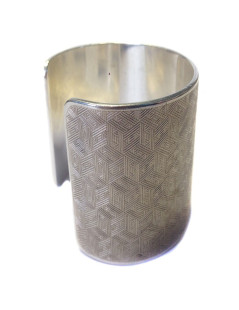 HERMES silver cuff massif pattern H