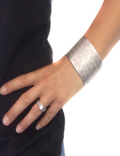 HERMES silver cuff massif pattern H