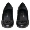 CHANEL shoes 38.5 T black lambskin with camellias