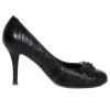 CHANEL shoes 38.5 T black lambskin with camellias