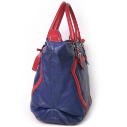 Sac ALEXANDER MC QUEEN cuir bicolore bleu et rouge