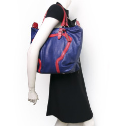 Sac ALEXANDER MC QUEEN cuir bicolore bleu et rouge