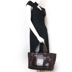 Sac  cabas GIVENCHY veau velours marron effet crocodile