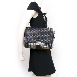 Sac KARL LAGERFELD cuir noir bandes argentées