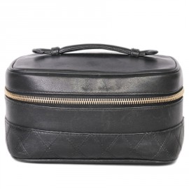 CHANEL black leather travel kit