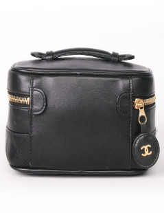 CHANEL black leather travel kit