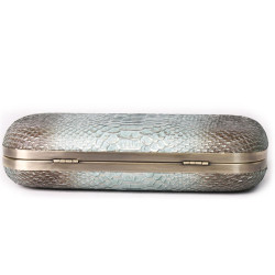 Minaudière HOUSE OF HARLOW cuir façon python vert d'eau