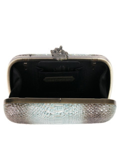 Minaudière HOUSE OF HARLOW cuir façon python vert d'eau