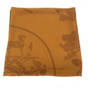 Shawl HERMES in Brown silk and khaki border