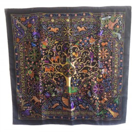 Square HERMES "People of the wind" in black silk