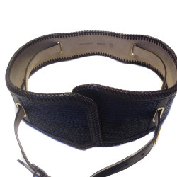 Ceinture BURBERRY PRORSUM en cuir marron, noir et bleu