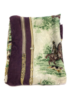 LORIS AZZARO plum and ivory silk scarf