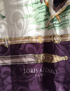 LORIS AZZARO plum and ivory silk scarf