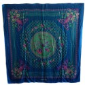 Shawl HERMES 'Game of straw' in cashmere and silk blue duck