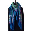 Shawl HERMES 'Game of straw' in cashmere and silk blue duck