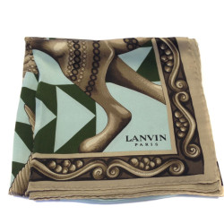 LANVIN vintage bronze and blue silk scarf