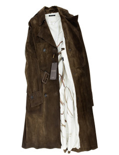 GUCCI T42 It brown suede trench coat