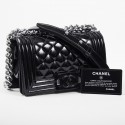 Sac Boy CHANEL cuir verni noir