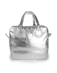 COURREGES silver lame leather bag